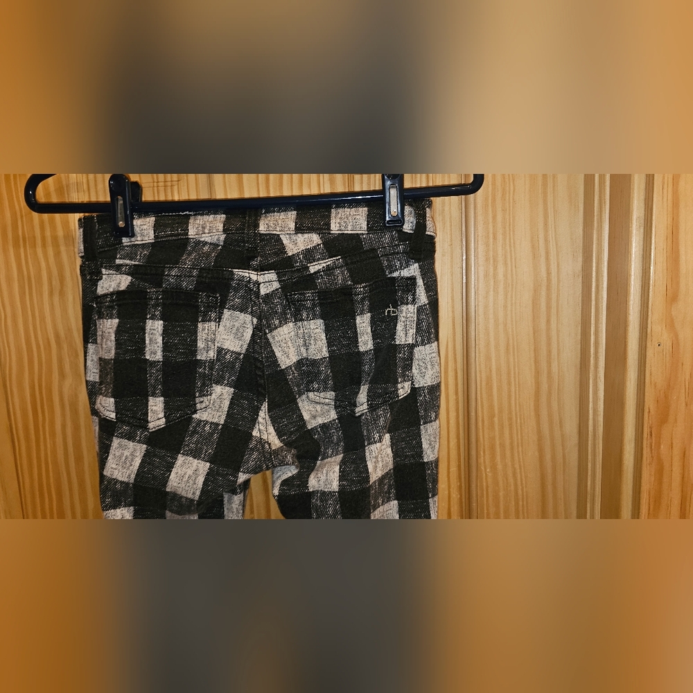 Rag & Bone Buffalo Checkered Black/White Pants Size 25 - Picture 3 of 5